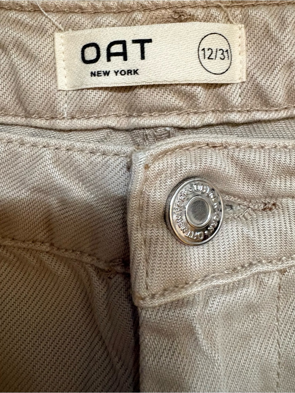 Oat New York Beige High Rise Mini Flare Wide-Leg Sustainable Jeans - Picture 3 of 9